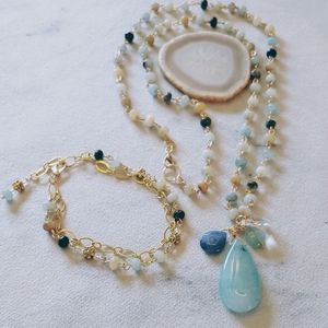 Amazonite beaded necklace set